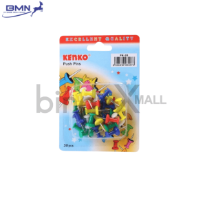 Kenko push pin PN-30 paku payung warna-warni isi 30 pcs ujung tajam untuk papan informasi kantor dan sekolah