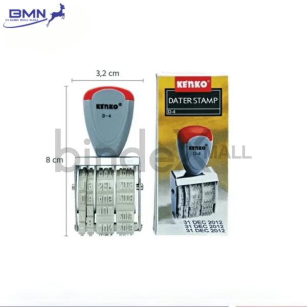 Kenko stempel tanggal D-4 4mm presisi hasil cap rapi konsisten untuk administrasi kantor faktur dan dokumen legal