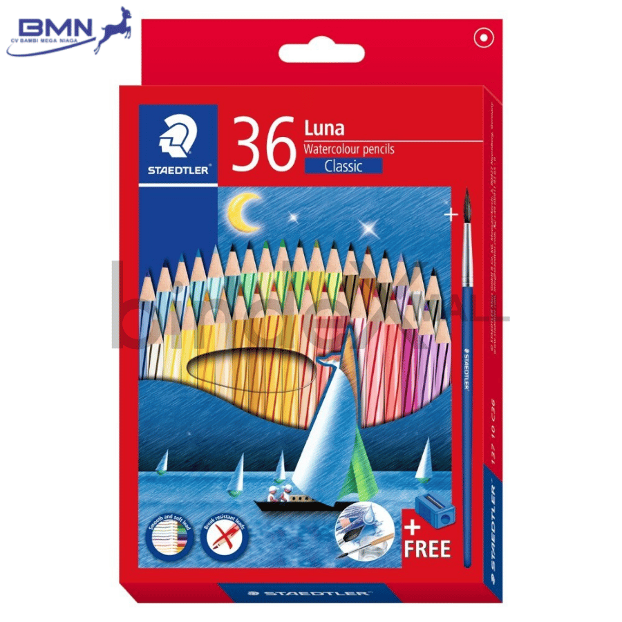 Staedtler Luna pensil warna isi 36 warna cerah dalam box