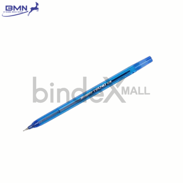 Pulpen Standard Tecno biru 1 pcs tinta biru pekat lancar halus desain ringan nyaman untuk sekolah dan kantor