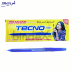 Pulpen Standard Tecno biru 1 pcs tinta biru pekat lancar halus desain ringan nyaman untuk sekolah dan kantor