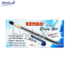 Kenko Easy Gel Pen biru isi 3 pcs tinta gel pekat 0.5mm cepat kering lancar untuk sekolah kantor dan dokumen resmi