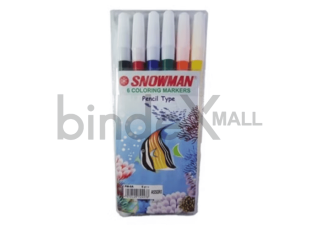 Spidol Snowman PW-6A 6 Coloring Markers Pencil Type set warna hitam merah biru hijau orange kuning untuk mewarnai dan sekolah