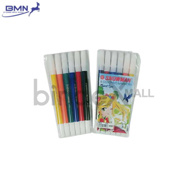 Spidol Snowman PW-6A 6 Coloring Markers Pencil Type set warna hitam merah biru hijau orange kuning untuk mewarnai dan sekolah