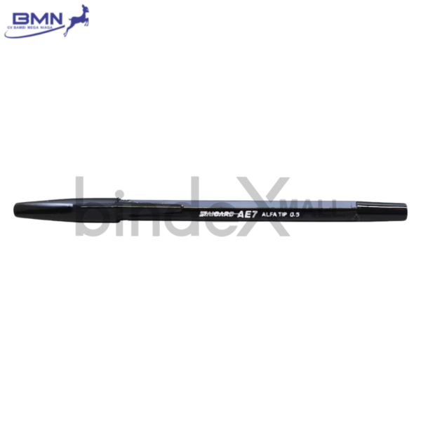 Pulpen Standard AE7 hitam tinta lancar konsisten untuk sekolah kantor dan administrasi