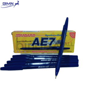 Pulpen Standard AE7 biru isi 12 pcs Alfa Tip 0.5mm tinta lancar merek bolpen nomor satu Indonesia garansi macet