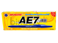 Pulpen Standard AE7 biru isi 12 pcs Alfa Tip 0.5mm tinta lancar merek bolpen nomor satu Indonesia garansi macet