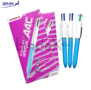 Pulpen 4 warna Zebra A4C 0.7mm tinta hitam biru merah hijau dalam satu pulpen untuk sekolah dan kantor