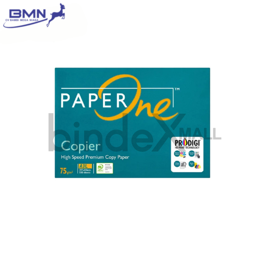 Kertas HVS A3 Paper One 75 GSM 1 Rim 500 Lembar Putih Cerah Premium Anti Macet Duplex Original