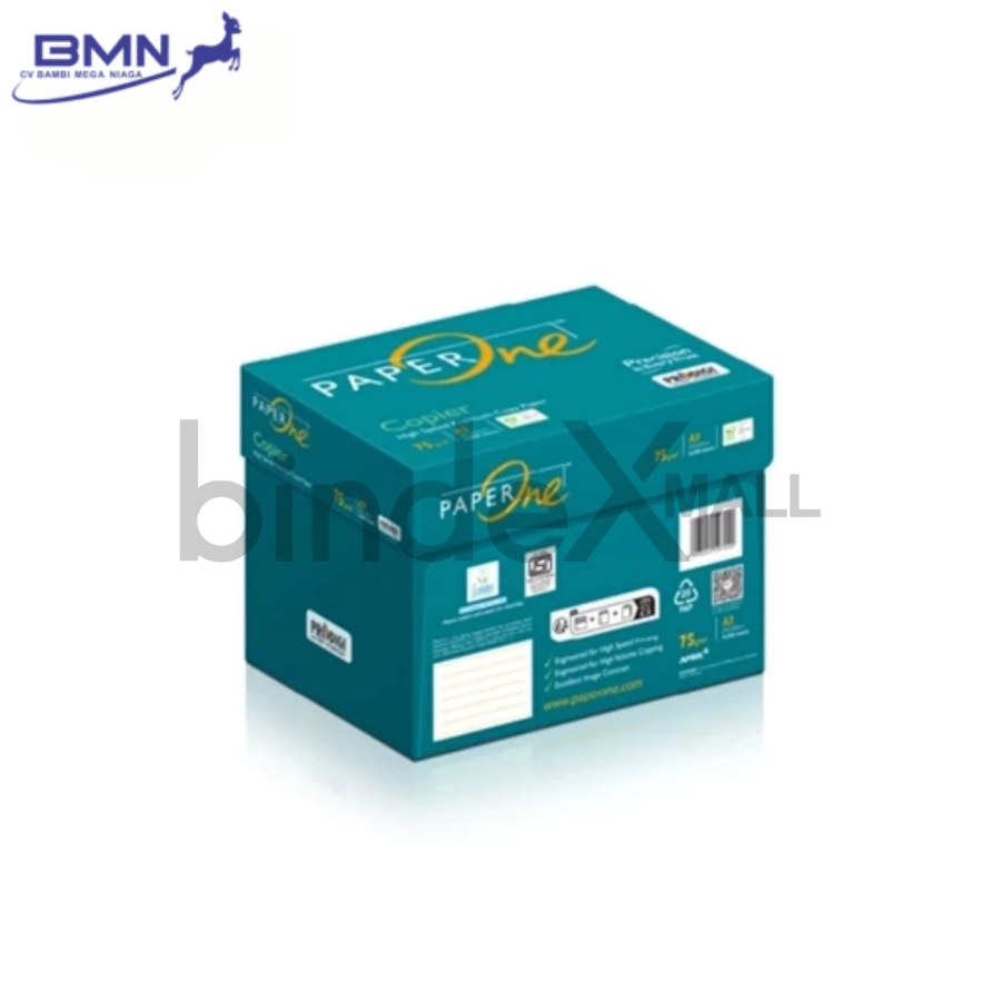 Kertas HVS A3 Paper One 75 GSM 1 Rim 500 Lembar Putih Cerah Premium Anti Macet Duplex Original