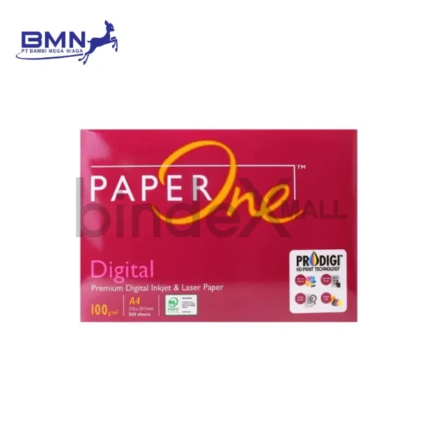 Kertas HVS A4 Paper One 100 GSM 1 Rim 500 Lembar ProDigi Premium Anti Macet Duplex Putih Cerah Original