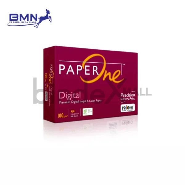 Kertas HVS A4 Paper One 100 GSM 1 Rim 500 Lembar ProDigi Premium Anti Macet Duplex Putih Cerah Original