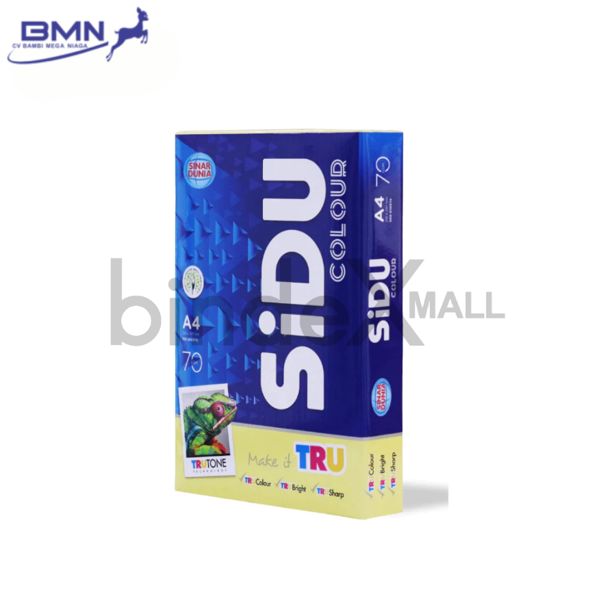 Kertas HVS Warna A4 70 GSM SIDU 1 Rim 500 Lembar Warna Kuning Hijau Pink Biru Original Sinar Dunia