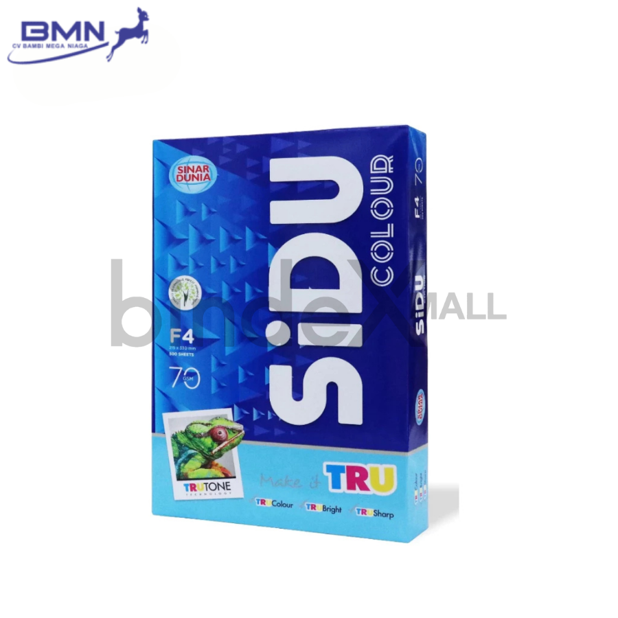 Kertas HVS Warna F4 Folio 70 GSM SIDU 1 Rim 500 Lembar Warna Kuning Hijau Pink Biru Original