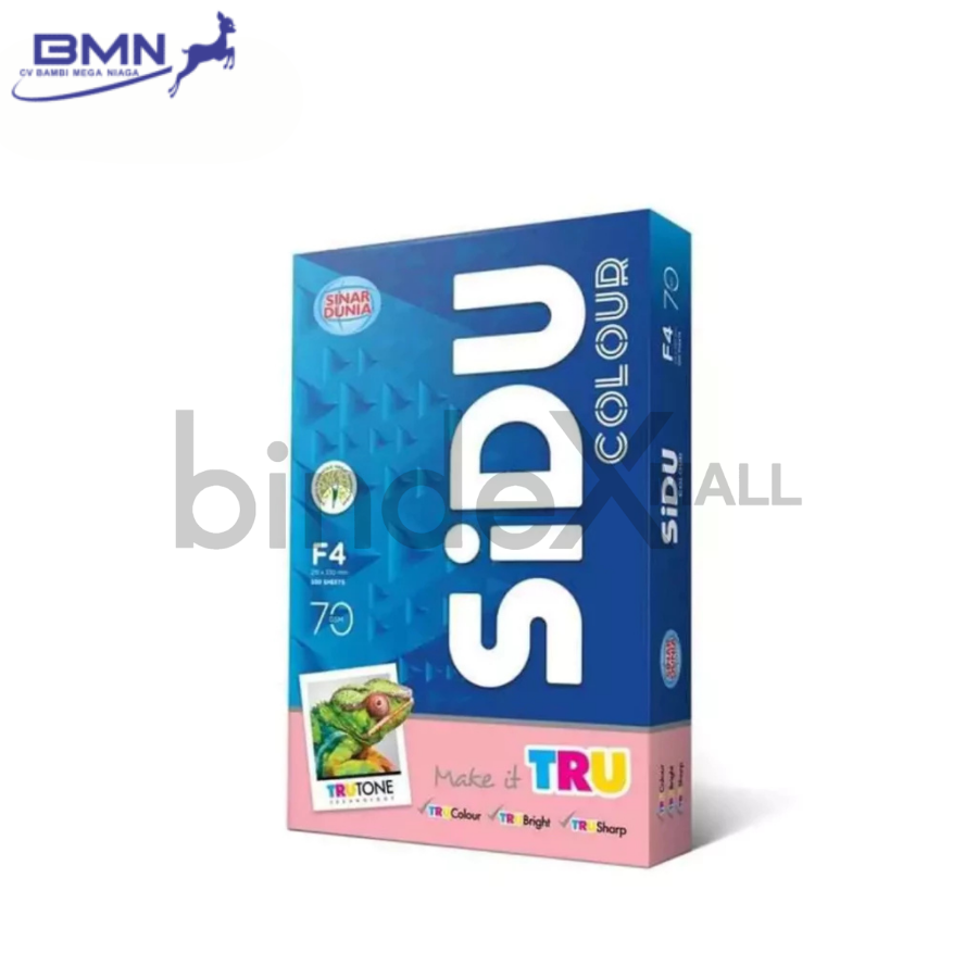 kertas HVS warna F4 folio 70 gsm SIDU 1 rim 500 Lembar Warna Kuning Hijau Pink Biru Original