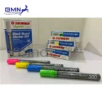 Snowman Spidol Papan Tulis Hitam 300T Chisel Tip Ujung Pipih Black Board Marker Original