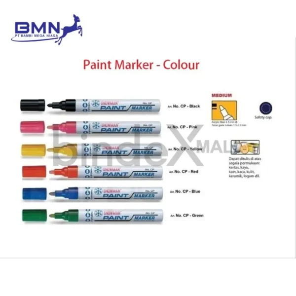Snowman Paint Marker Spidol Cat Permanen All Surface 12 Warna Original