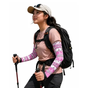 Manset Tangan Wanita Motif Think Pink Boom UPF 50+ Quick Dry Breathable Isi 2 Pcs Original
