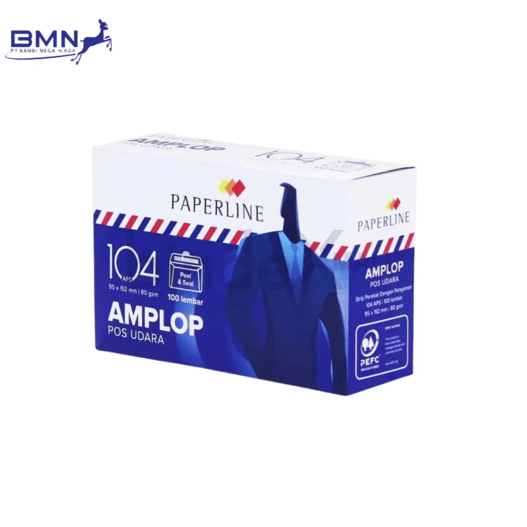 Paperline Amplop Putih Airmail 104 APS Bergaris Merah Biru 100 Lembar Anti Tembus Original