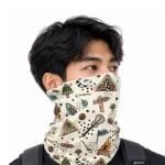 Pria Memakai Buff Camping Motif Outdoor Adventure dengan Jaket Eiger