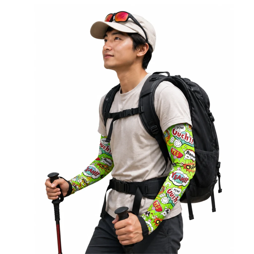 Manset Tangan Pria Motif Comic Pop Art Hijau UPF 50+ Quick Dry Breathable Isi 2 Pcs Original