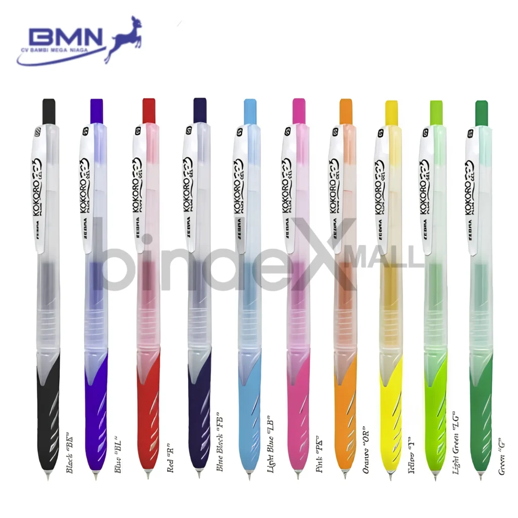 Zebra Kokoro Plus Pulpen Gel Rubber Grip 10 Warna Super Smooth Retractable Original