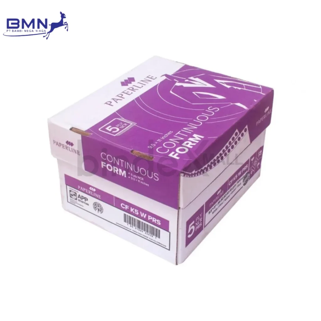 Paperline Continuous Form K5 PRS 5 Ply NCR 9.5x5.5 Putih Pink Kuning Hijau Biru 500 Set Original