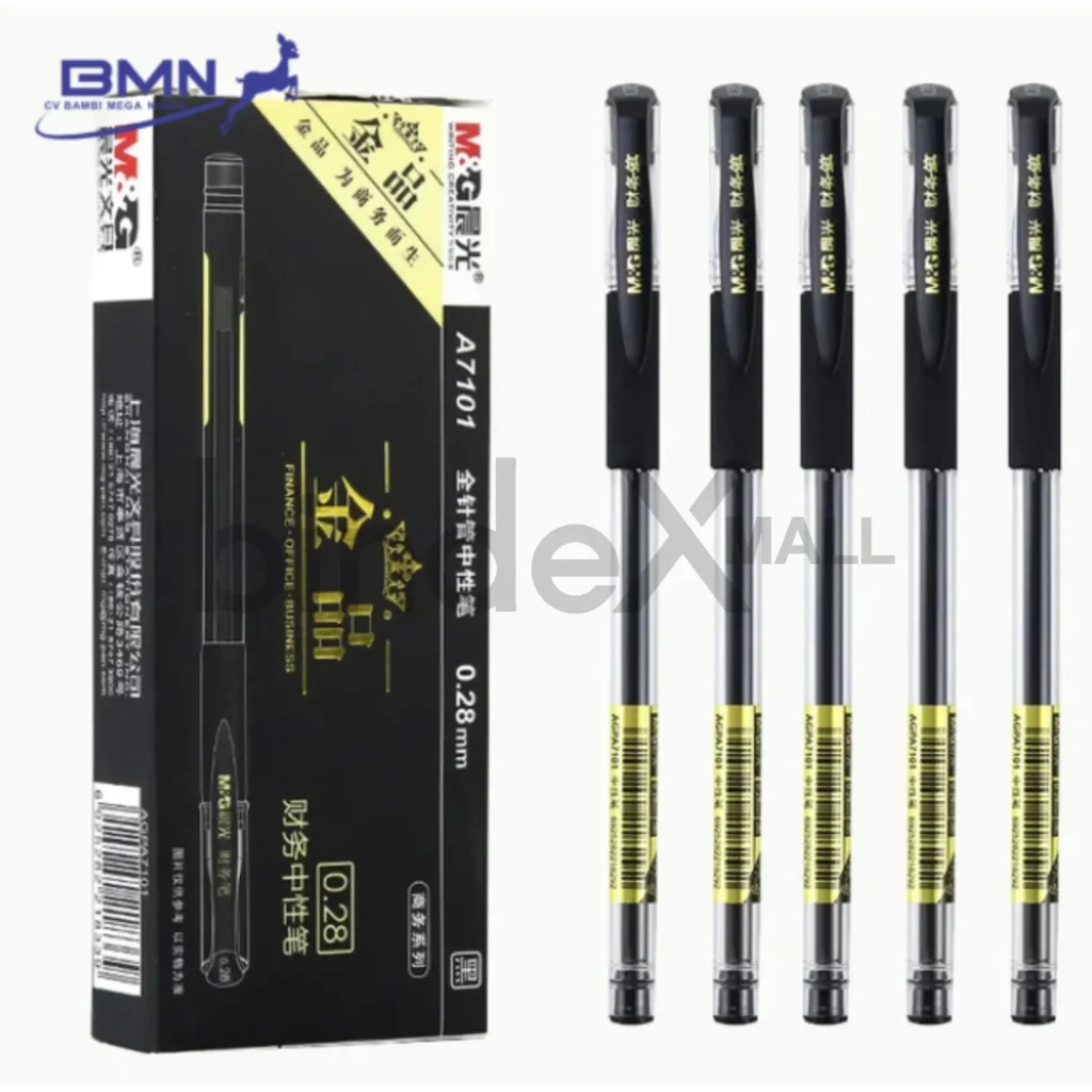 M&G Ultra Fine Finance Gel Pen 0.28mm AGPA7101 Needle Tube Hitam 1 Lusin Original