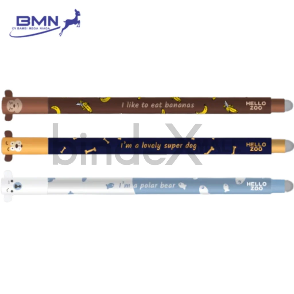 Pulpen Karakter Lucu M&G Hello Zoo Erasable 0.5mm Tinta Hitam Desain Hewan Lucu Original