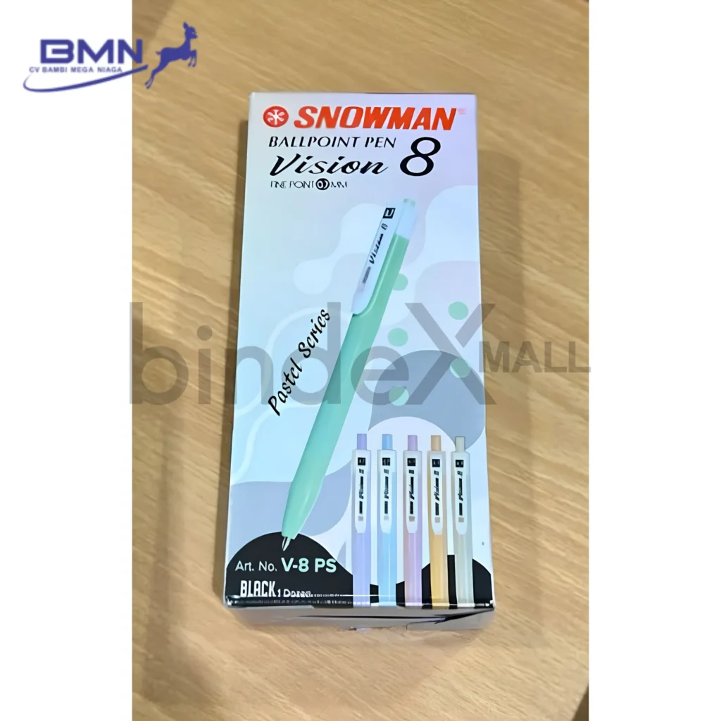 Ballpoint Pastel Snowman Vision 8 V-8 0.7mm 1 Lusin 6 Warna Body Pastel Original