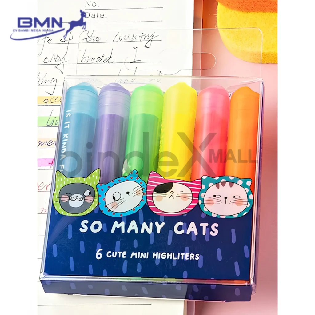 Stabilo Wangi M&G So Many Cats Mini 6 Warna Set Aroma Buah Original