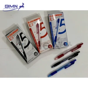 Pulpen Snowman V5 Semi Gel 0.7mm Rubber Grip Retractable 1 Lusin Isi 12 Pcs Original