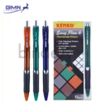 Kenko Easy Flow 6 Pulpen Ballpoint Retractable Hitam Warna Random 1 Lusin 12 Pcs Original