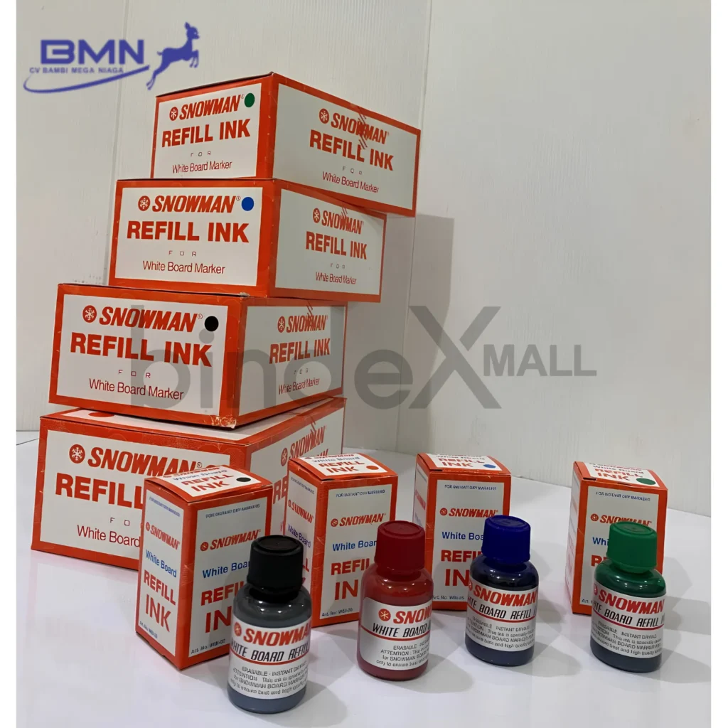 Snowman WBI-20 Tinta Refill Spidol Whiteboard BG-12 ABG-12 Erasable Instant Dry 4 Warna Original