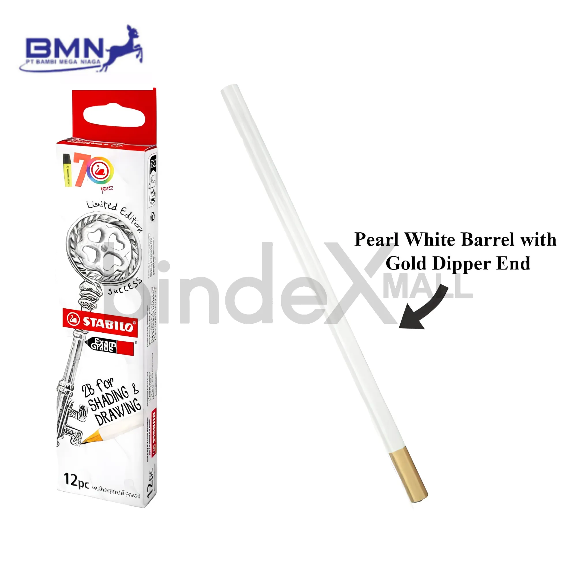Pensil Kayu Stabilo 2B White-Gold Bindexmall