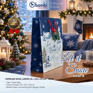 Paper Bag Natal Tas Kertas Kado Christmas Gift Bag Premium Besar 33x12x45cm - 26332